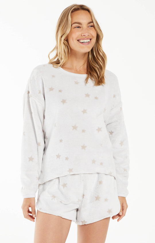 Frosted Plush Star Long Sleeve Top