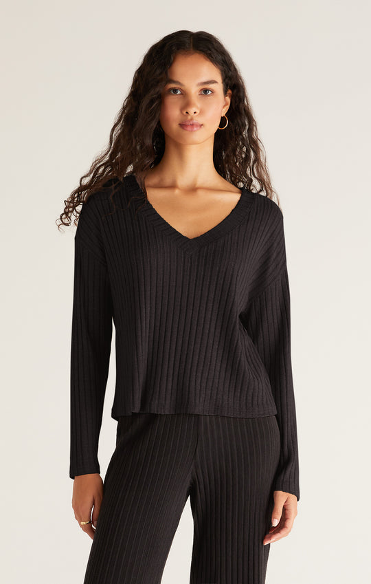 Valentina Silky Rib Long Sleeve Top