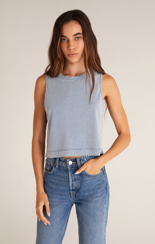 Sloane Jersey Denim Muscle Tank