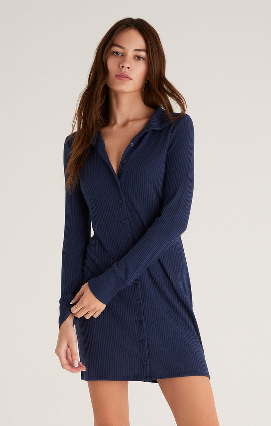 Zeda Rib Button Up Dress