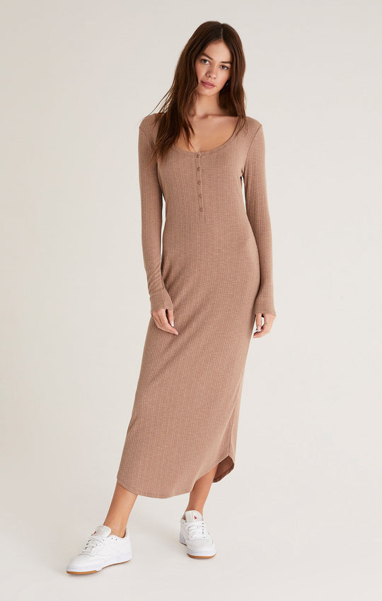 Heidi Rib Henley Midi Dress