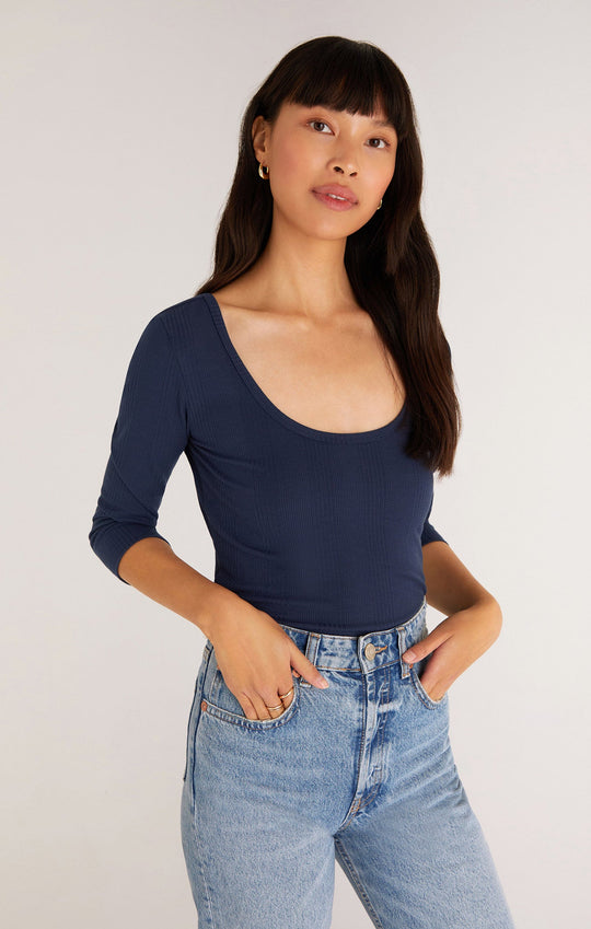 Jayda Rib 3\/4 Sleeve Top