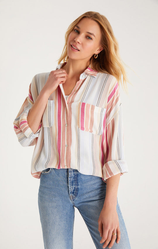 Lalo Striped Button Up Top