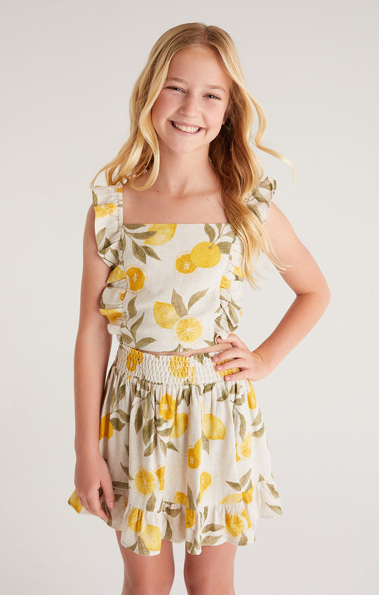 Girls Amber Citrus Linen Top