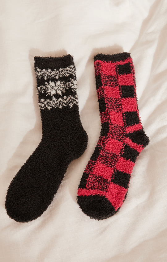 Checked Plush Socks (2-Pack)