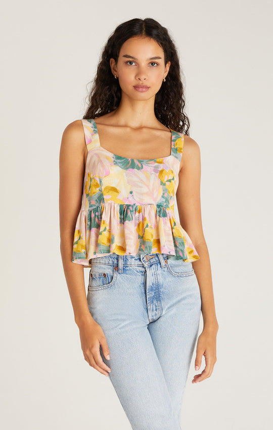 Floral Palm Crop Tank